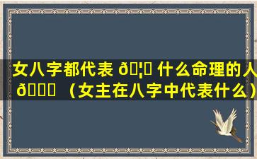 女八字都代表 🦋 什么命理的人 🍀 （女主在八字中代表什么）